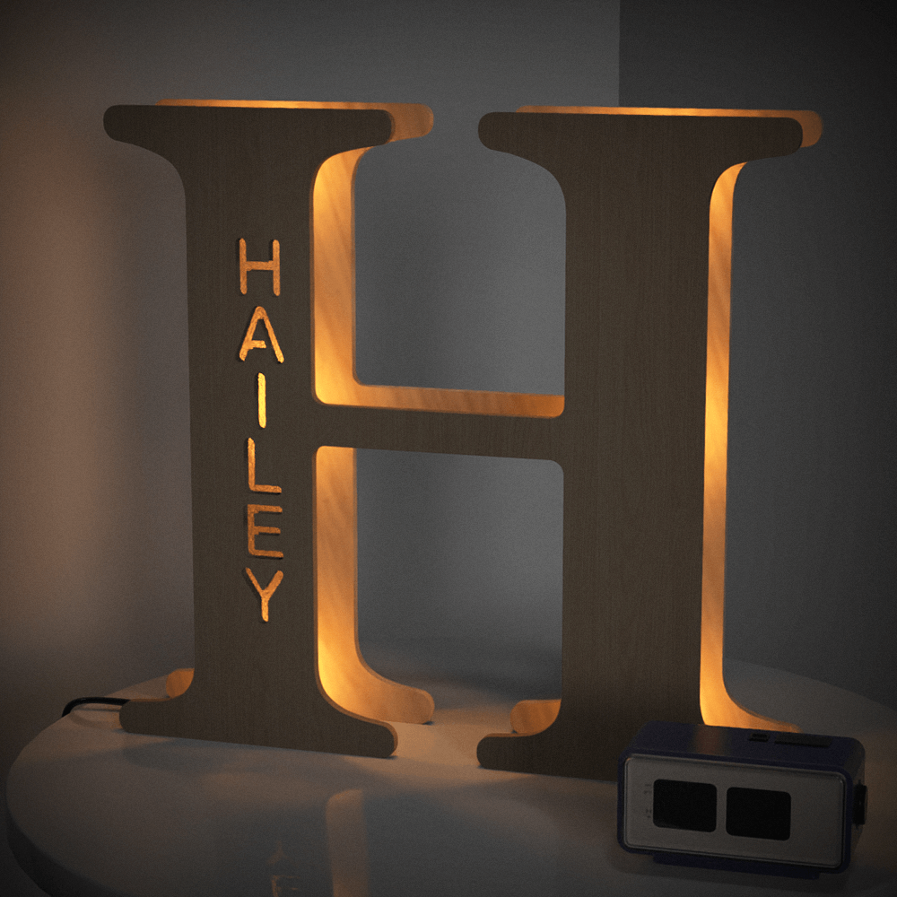 Custom Wooden Letter Lamp – Personalized Alphabet Name LED Night Light - De Krys