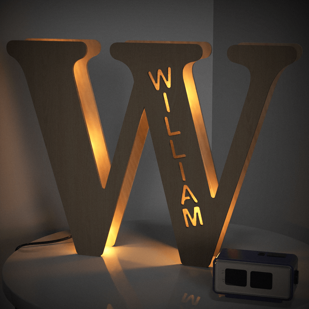 Custom Wooden Letter Lamp – Personalized Alphabet Name LED Night Light - De Krys