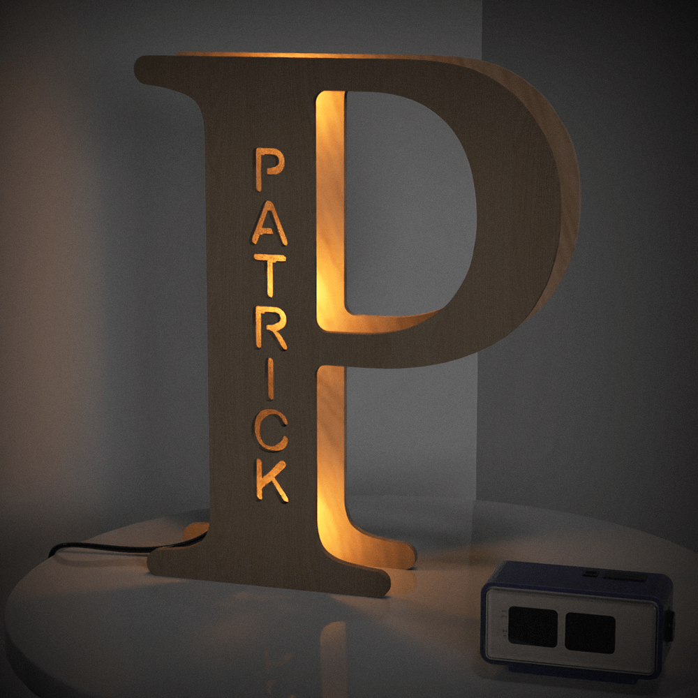 Custom Wooden Letter Lamp – Personalized Alphabet Name LED Night Light - De Krys