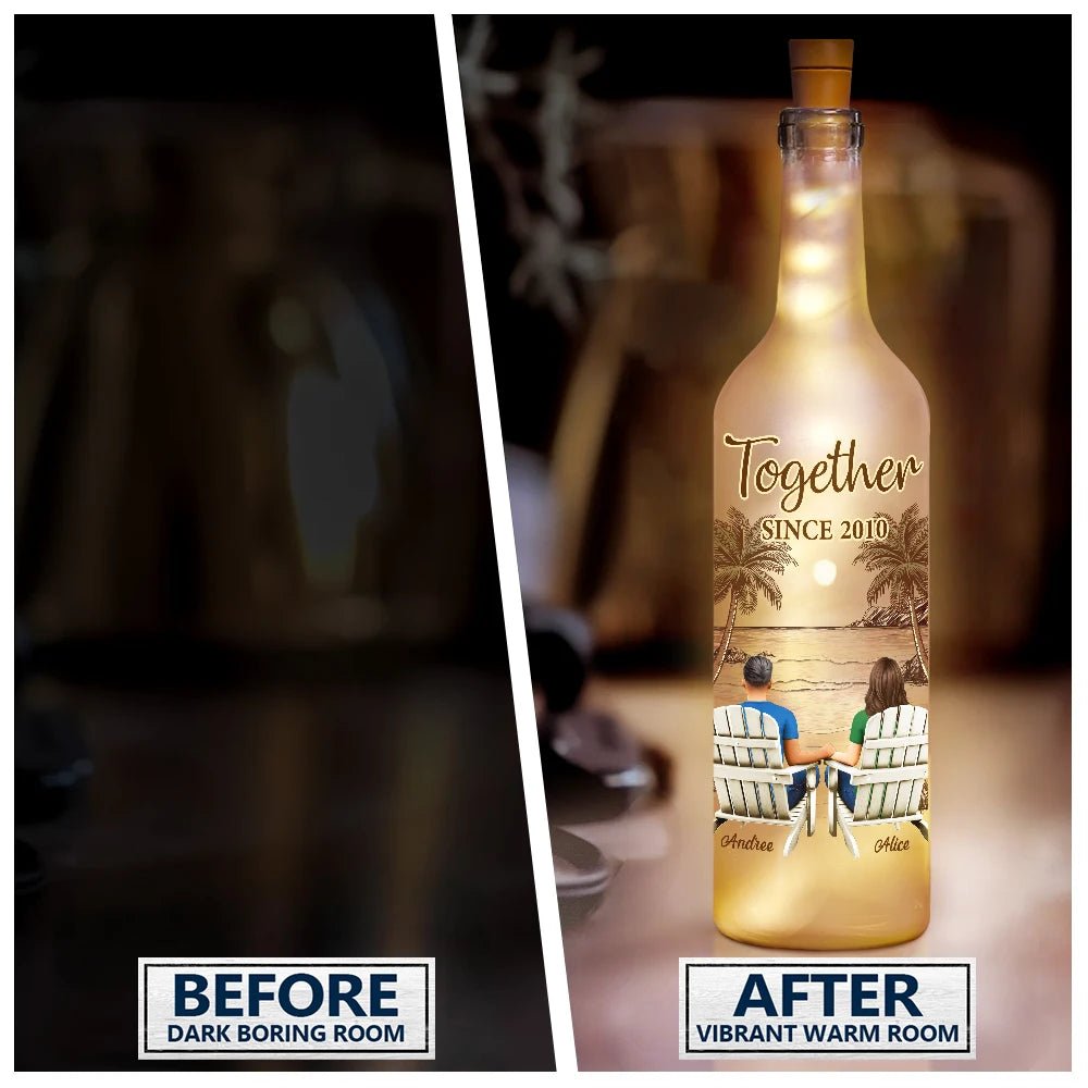 Custom You & Me LED Bottle Lamp – Personalized Couple Gift - De Krys