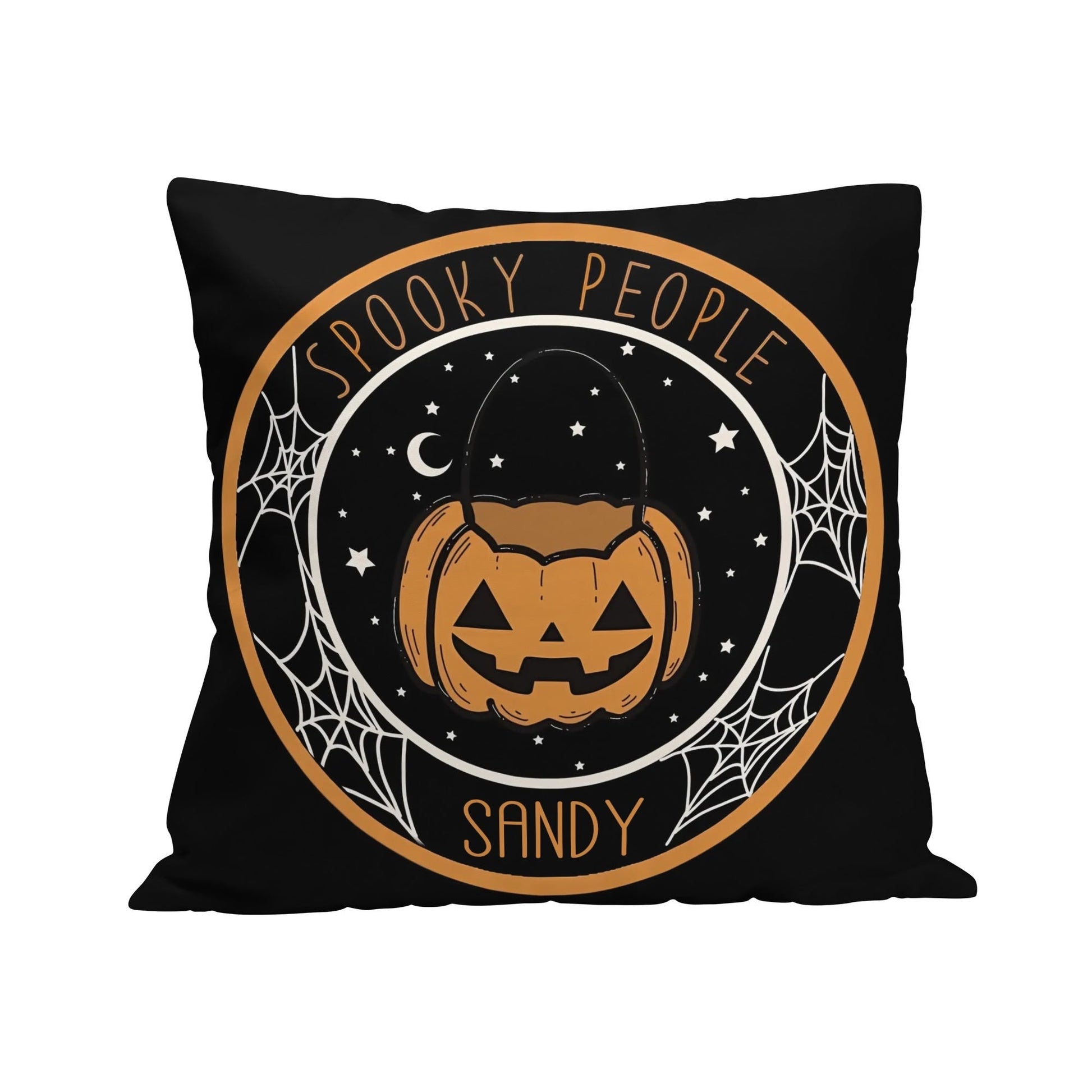 Festive Halloween Pillow Cover – 15.7” Pumpkin & Spiderweb Print in Cozy Poly - Cotton - De Krys