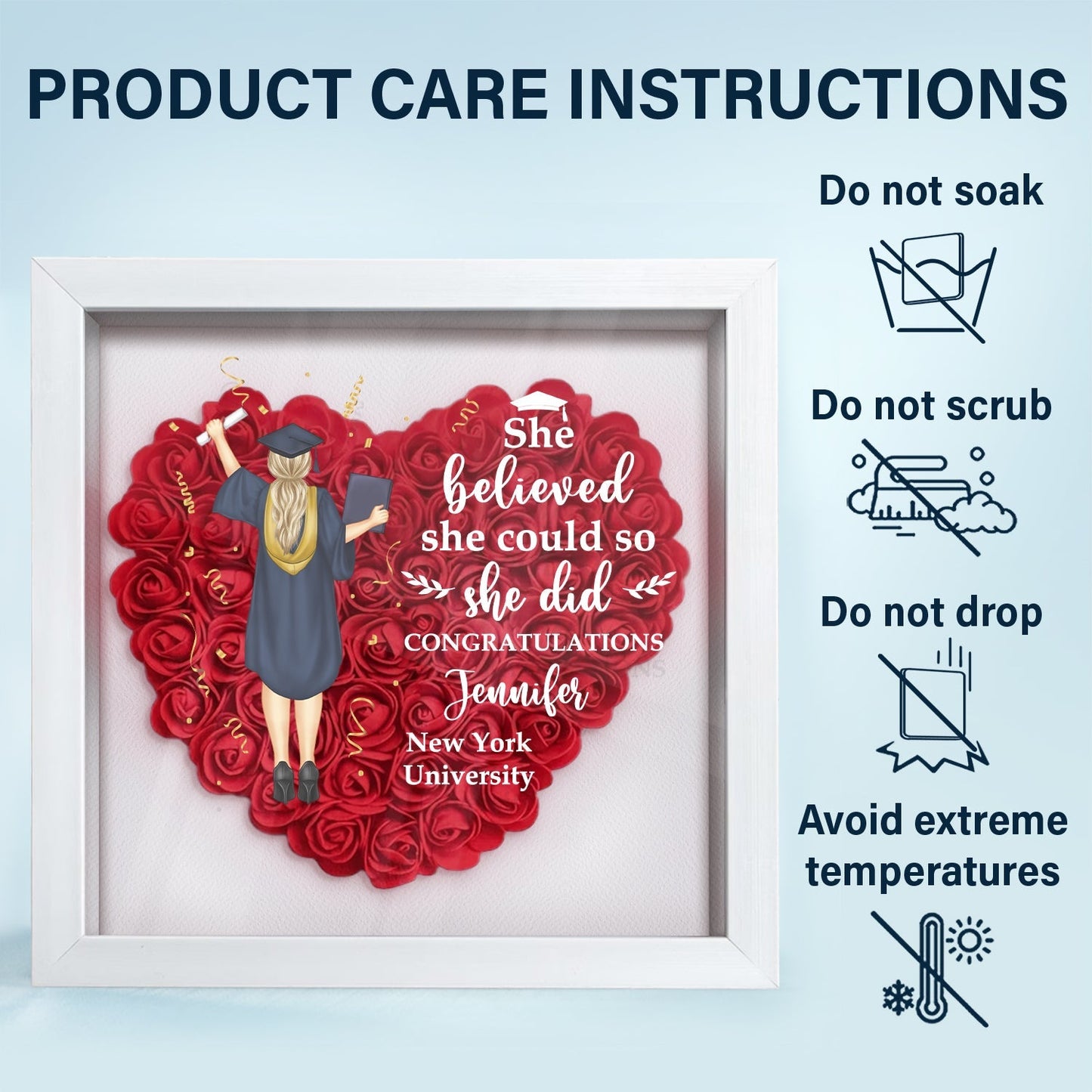 Flower Shadow Box – Personalized Graduation Gift - De Krys