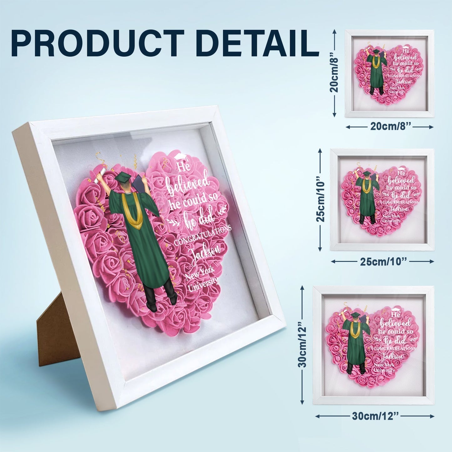 Flower Shadow Box – Personalized Graduation Gift - De Krys