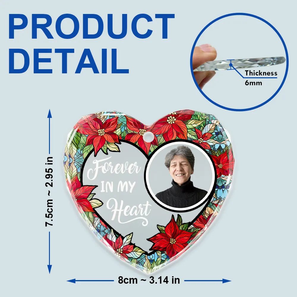 Custom remembrance Christmas ornament with holly leaves and stained glass craftsmanship