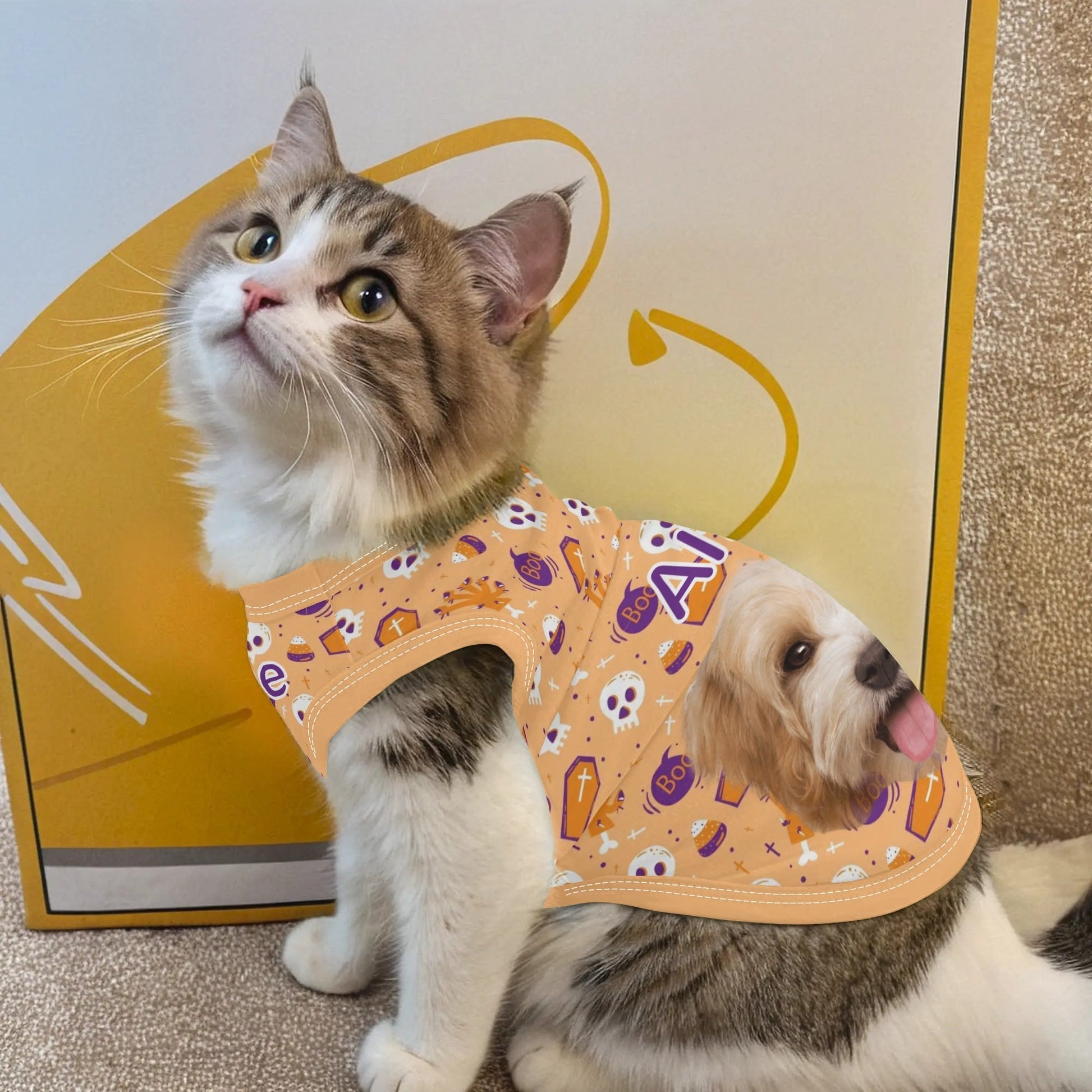 Ghost & Coffin Halloween Pet Shirt – Lightweight Tee for Dogs & Cats - De Krys