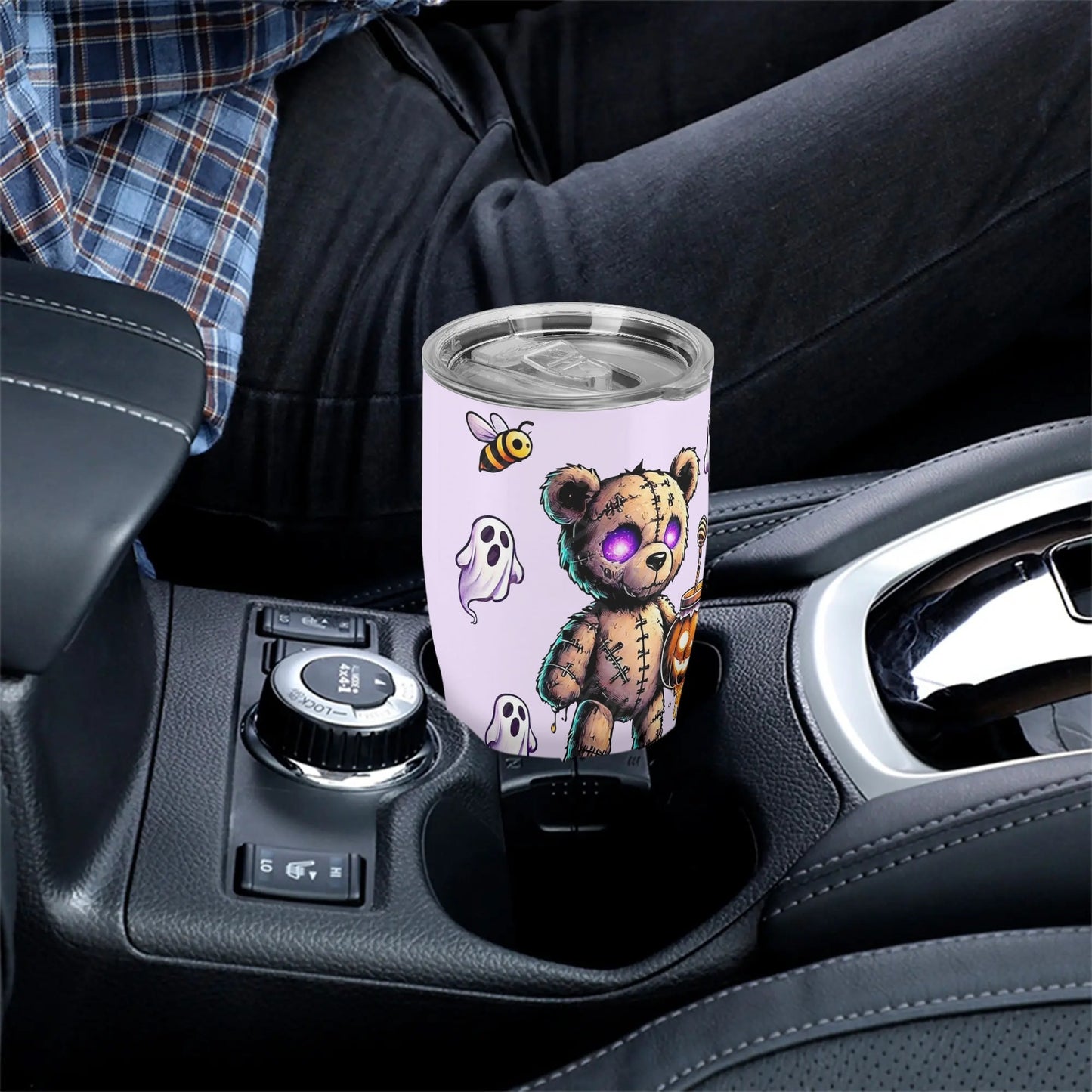Haunted Teddy “No Tricks, Just Treats” Halloween Tumbler – 20oz Custom Spooky Cute Stainless Steel Mug - De Krys