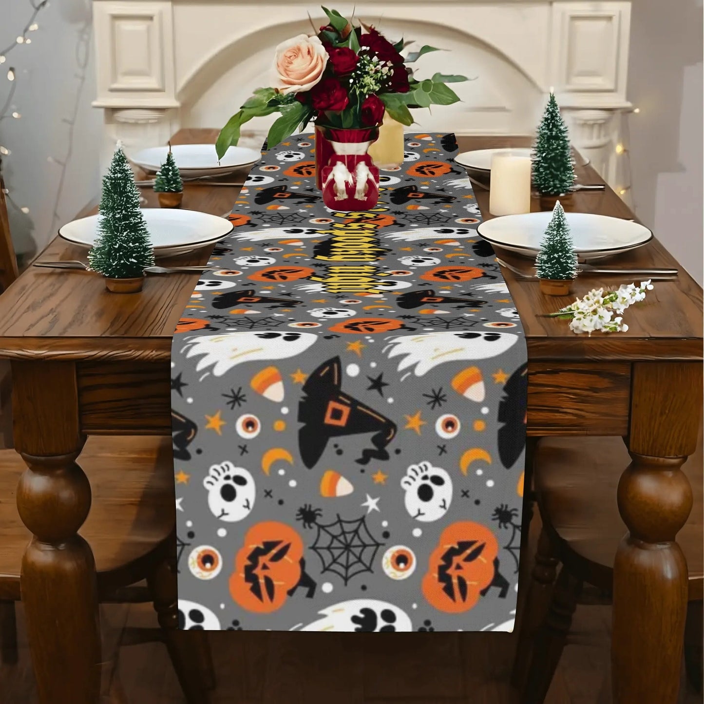 Luxury Halloween Table Drape – 72" Custom Printed Table Decor for Elegant Spooky Settings - De Krys