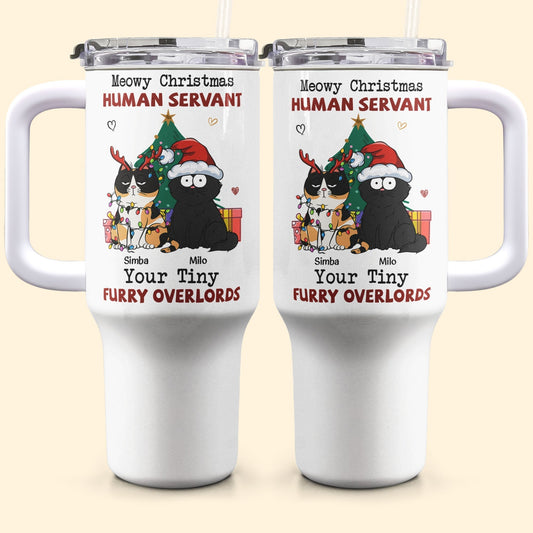Close-Up of Custom Cat Lover 40oz Tumbler with Straw