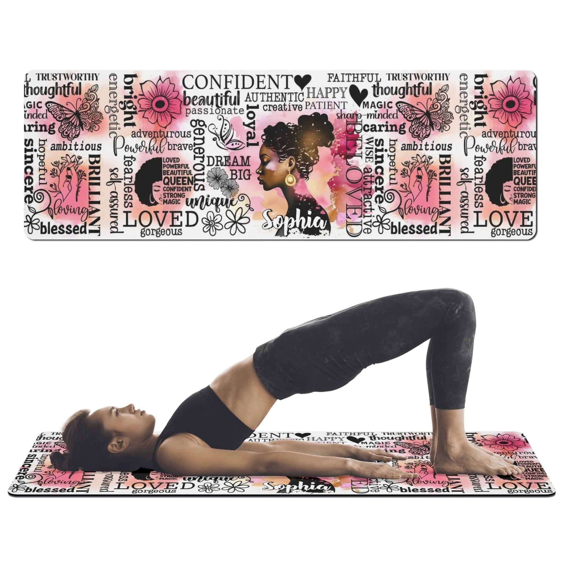 Personalized Affirmation Yoga Mat • Custom Empowerment Fitness Gift - De Krys