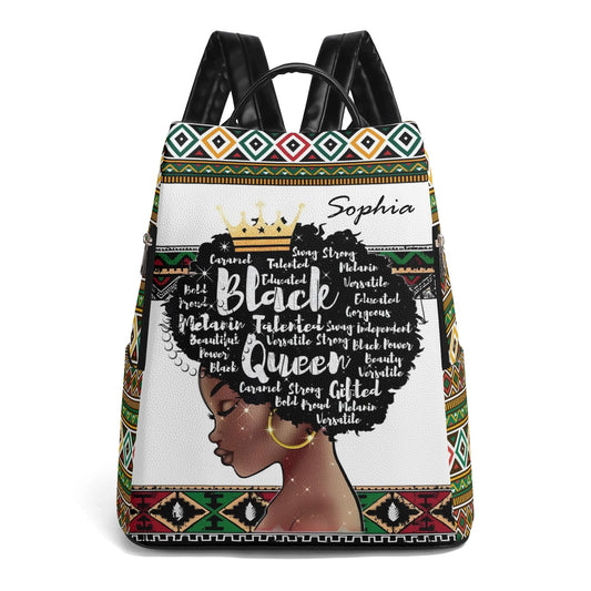 Personalized Afrocentric Backpack • Custom Black Queen Bag - De Krys
