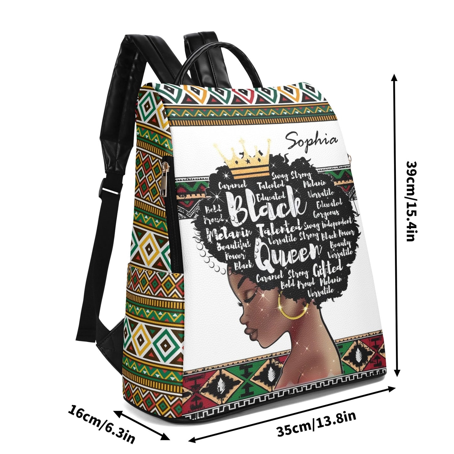 Personalized Afrocentric Backpack • Custom Black Queen Bag - De Krys