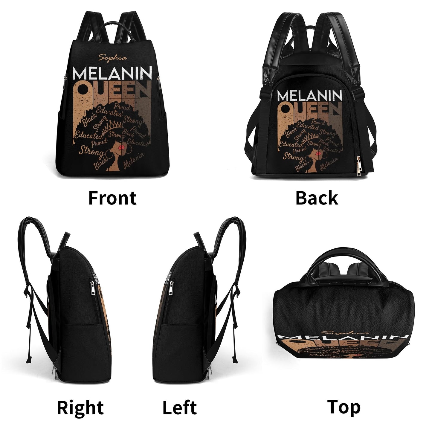 Personalized Afrocentric Backpack • Custom Melanin Queen Bag - De Krys