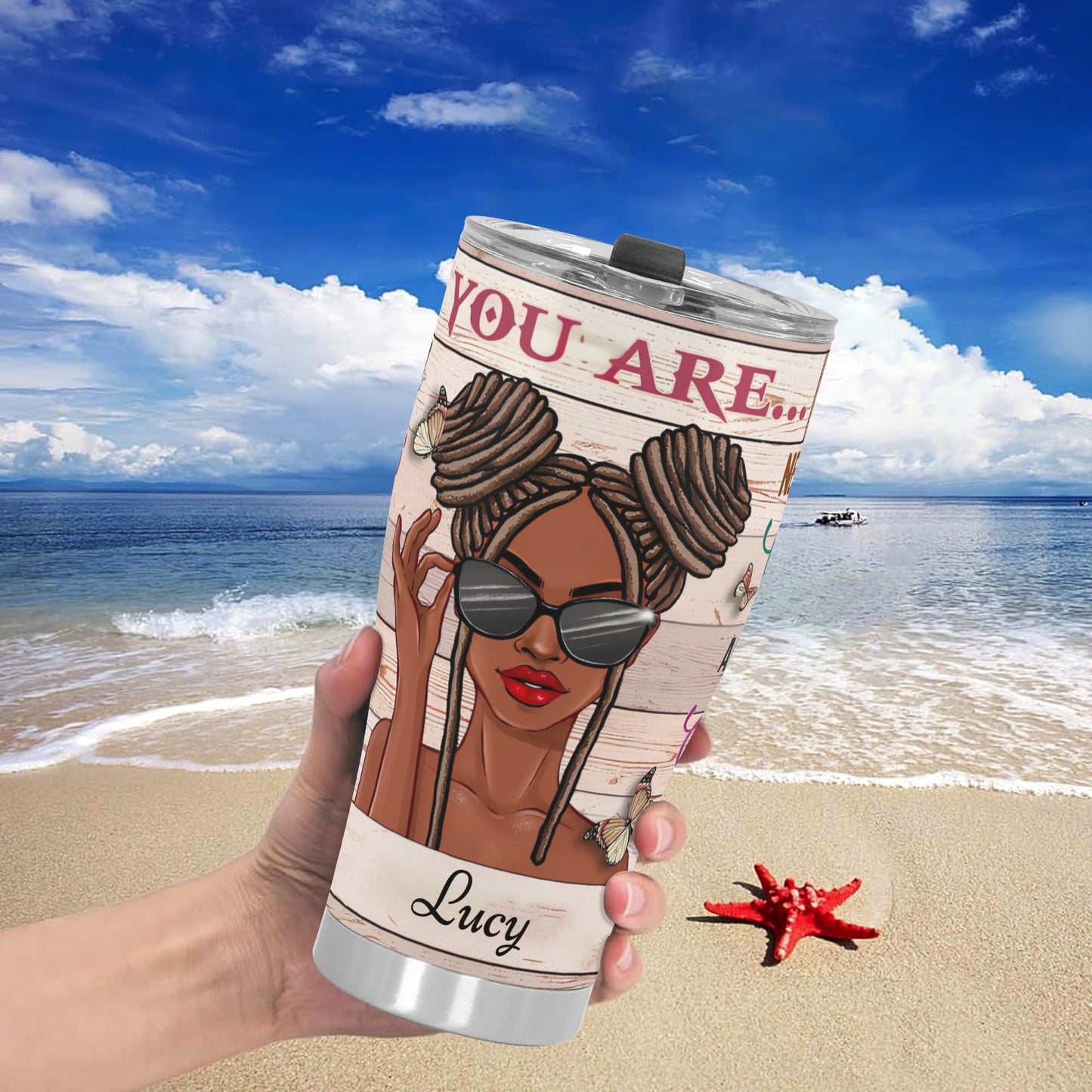 Personalized Afrocentric Tumbler • Custom Black Girl Gift Cup - De Krys