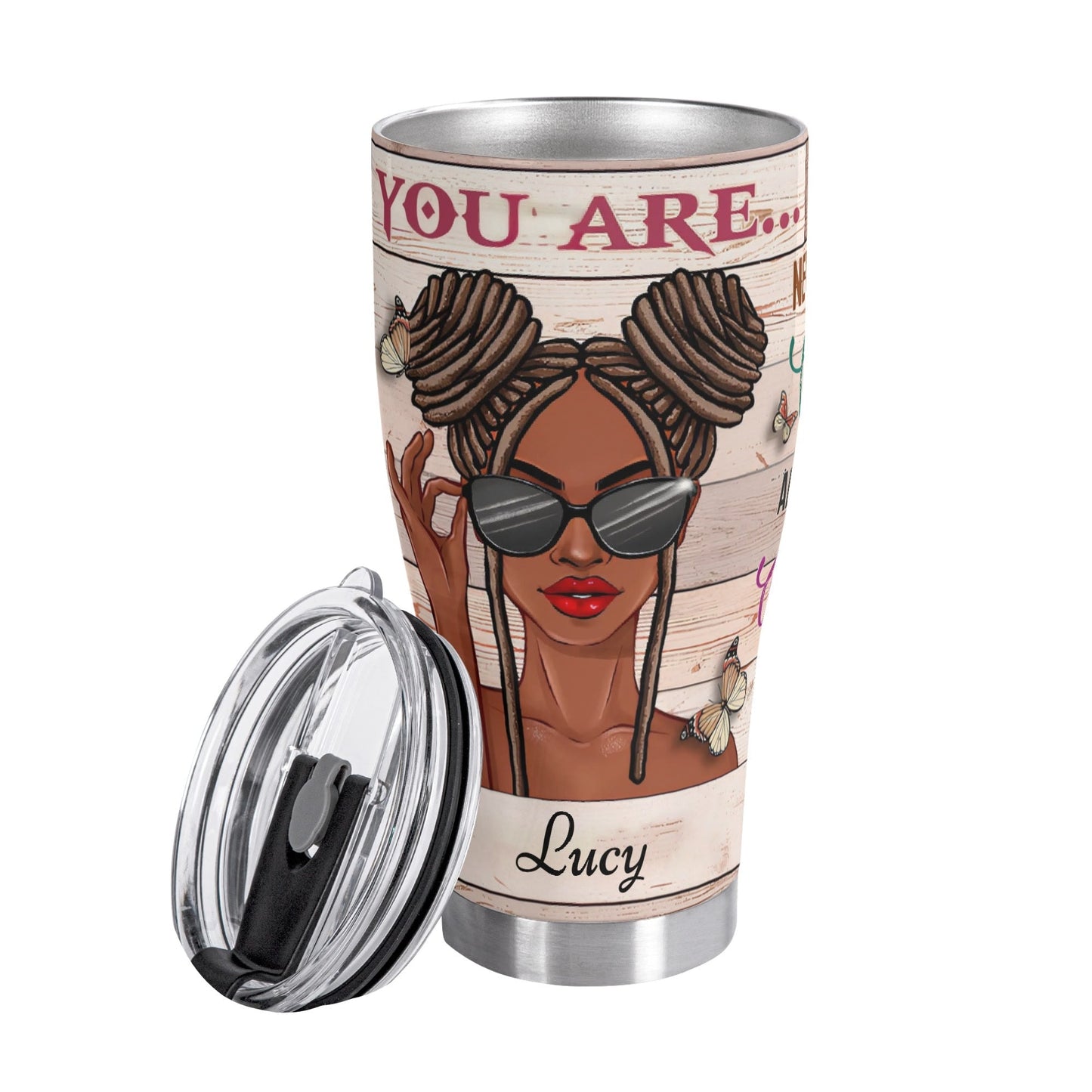 Personalized Afrocentric Tumbler • Custom Black Girl Gift Cup - De Krys