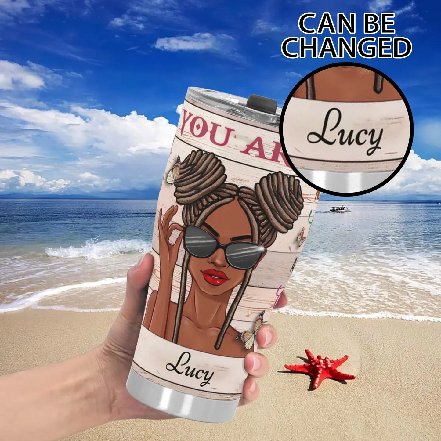 Personalized Afrocentric Tumbler • Custom Black Girl Gift Cup - De Krys