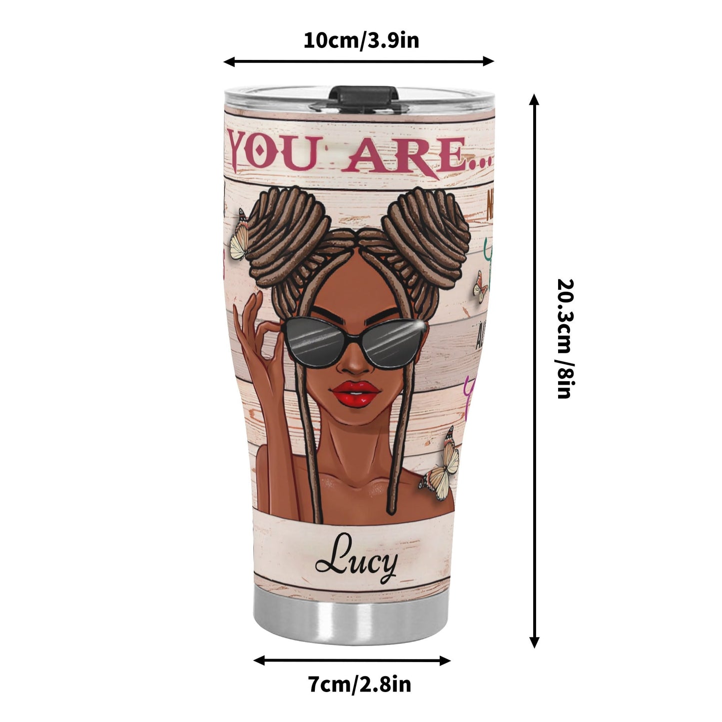 Personalized Afrocentric Tumbler • Custom Black Girl Gift Cup - De Krys