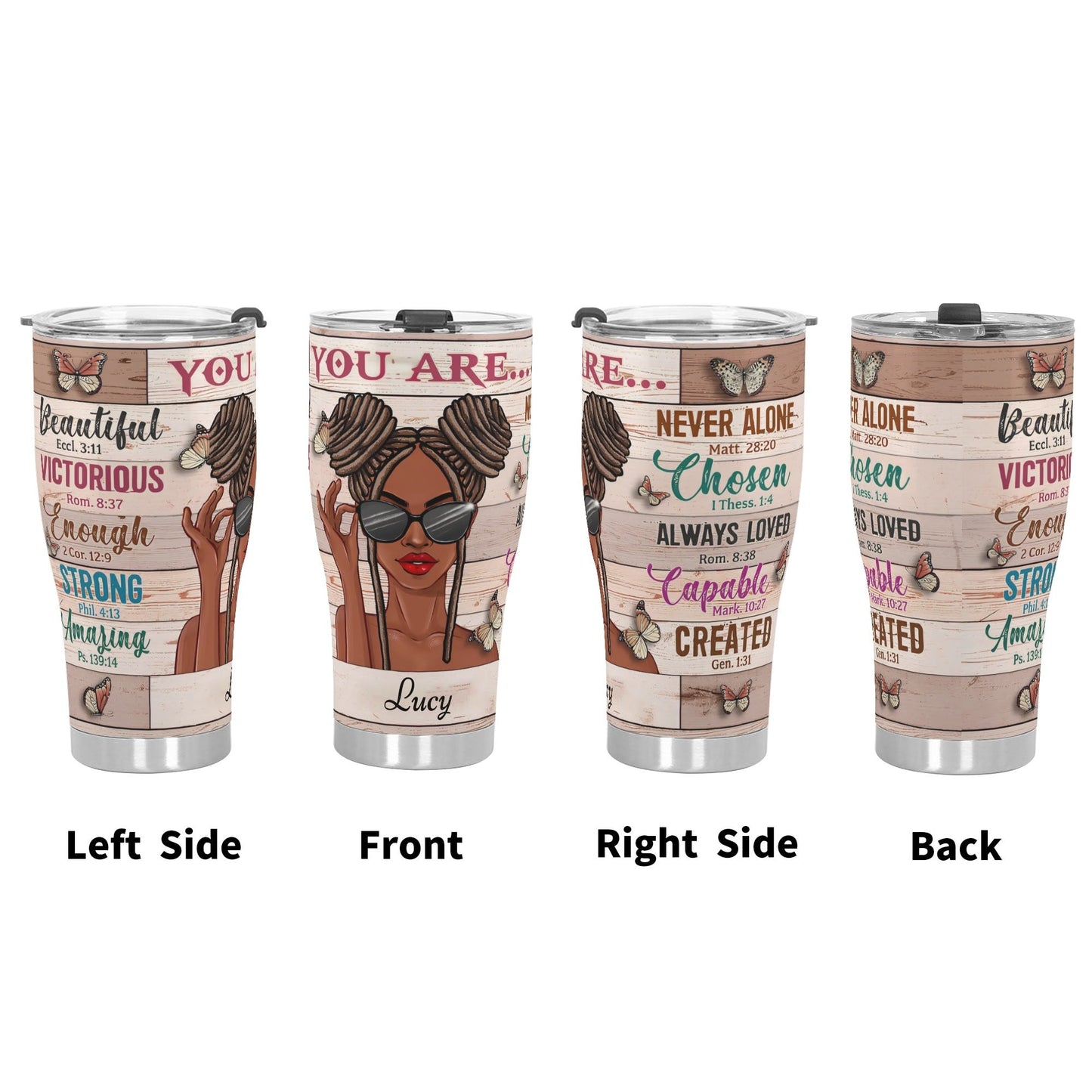 Personalized Afrocentric Tumbler • Custom Black Girl Gift Cup - De Krys