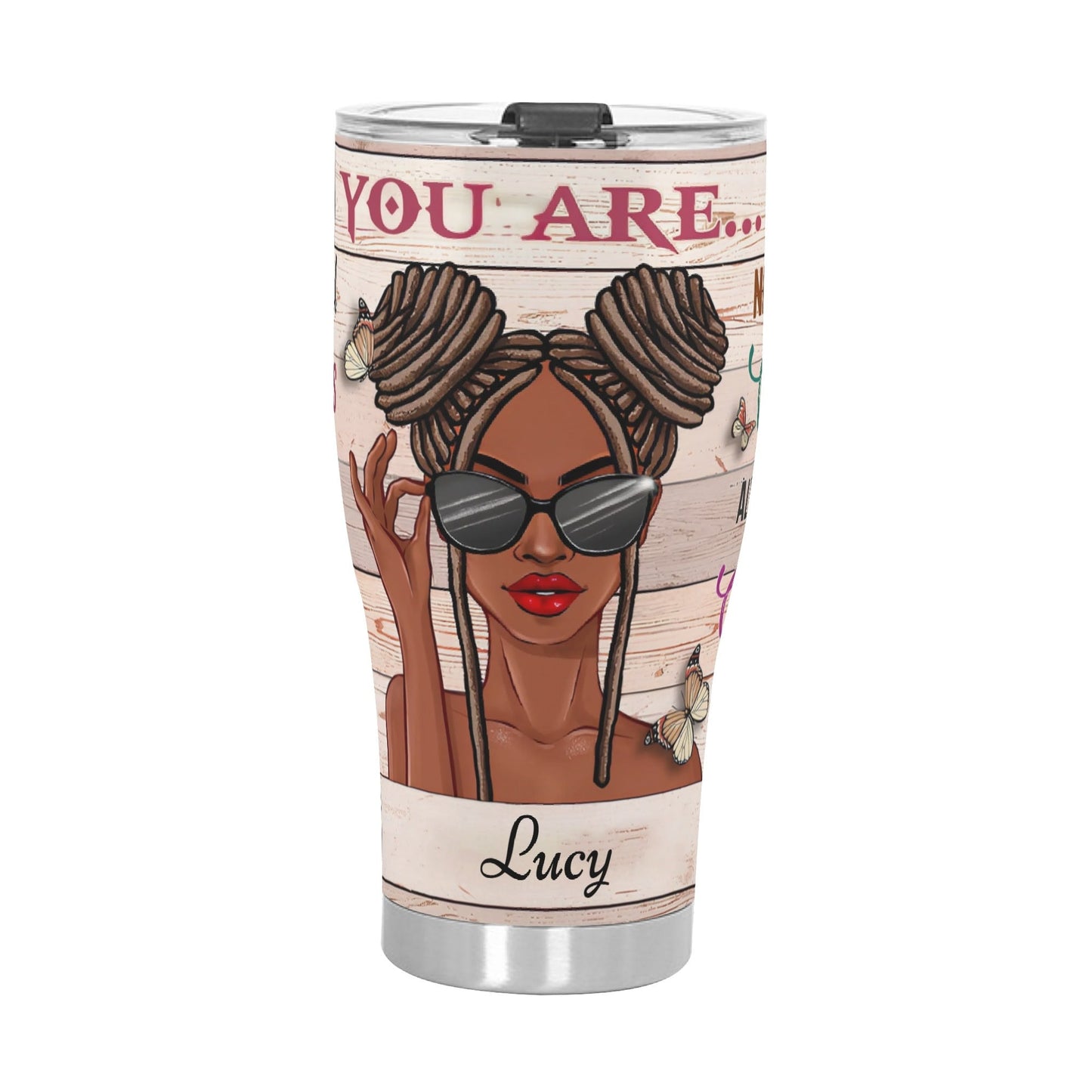 Personalized Afrocentric Tumbler • Custom Black Girl Gift Cup - De Krys