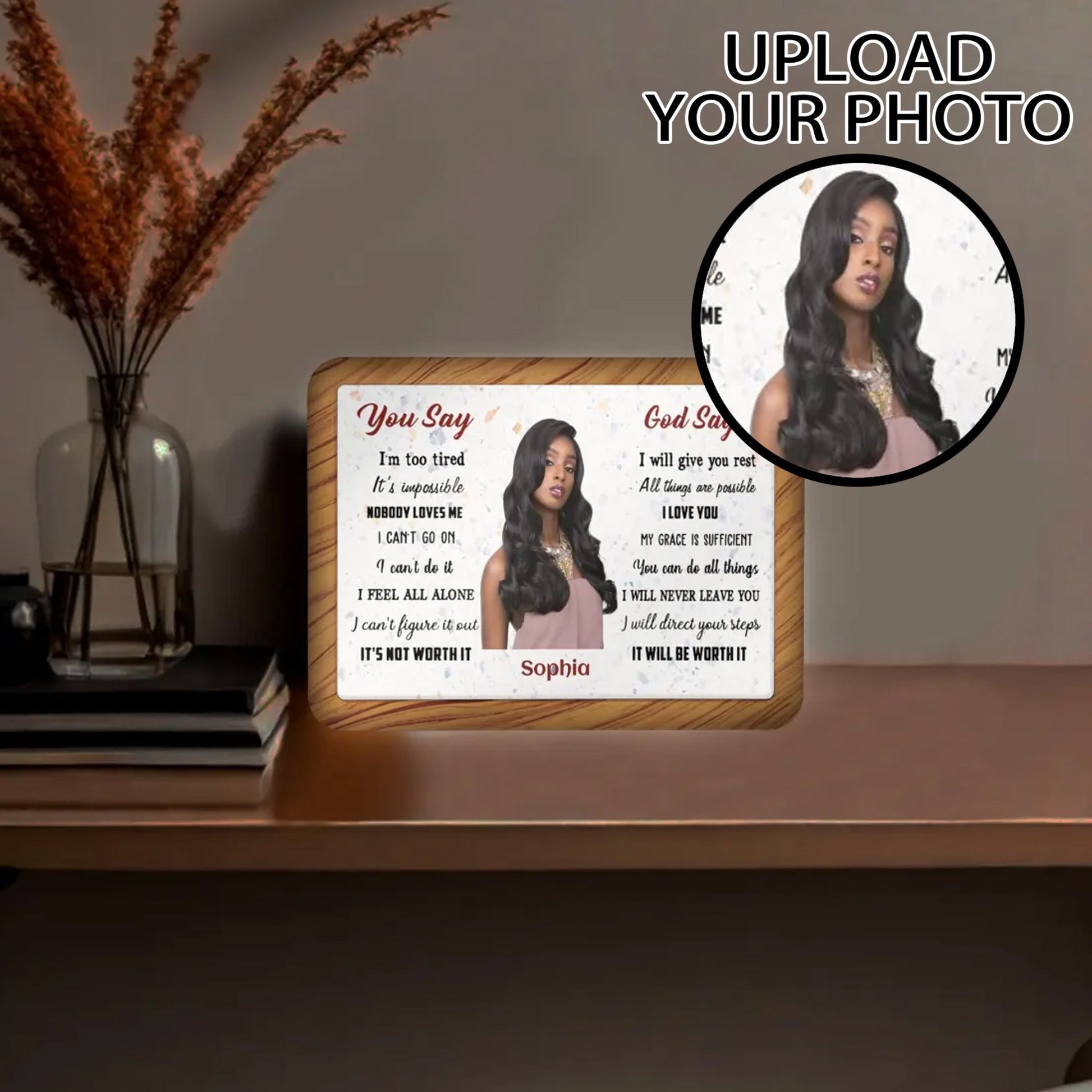 Personalized Christian Photo Plaque • Custom Faith Gift - De Krys