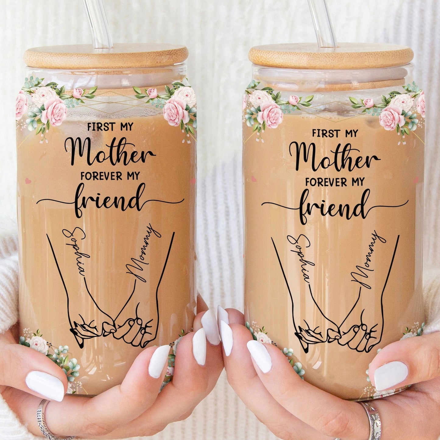 Personalized Clear Glass Cup - First My Mother Forever My Friend - De Krys