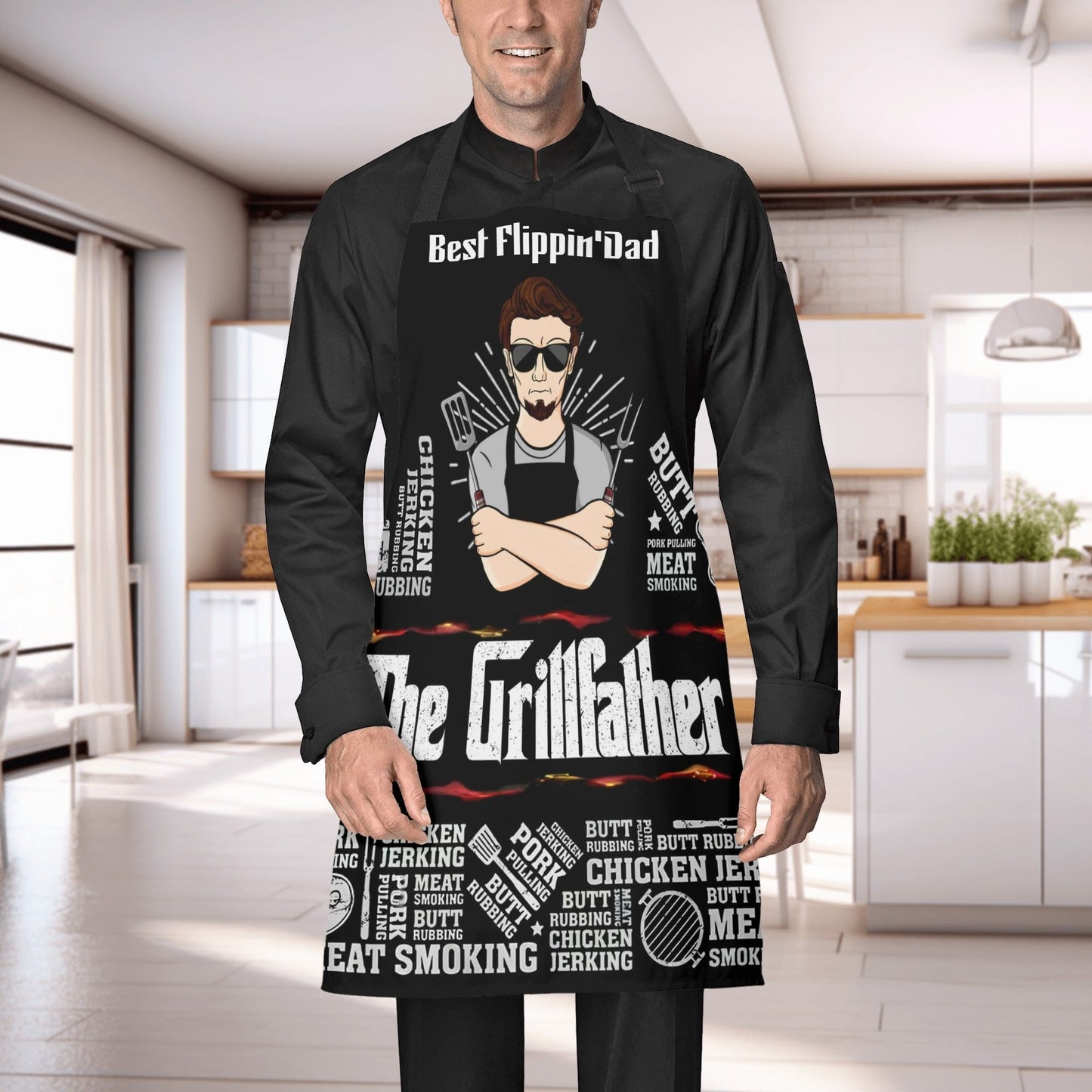 Personalized Grillfather Apron • Custom BBQ Cooking Gift - De Krys