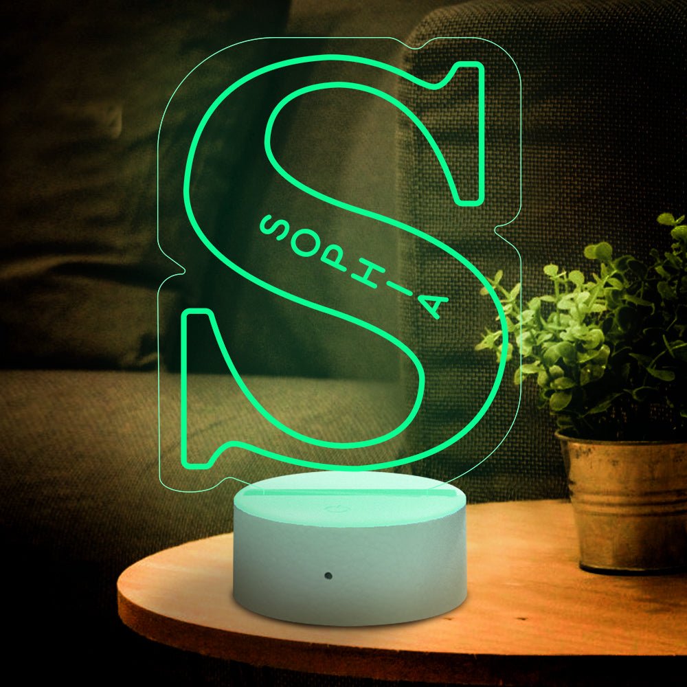 Personalized Initial LED Night Light – Custom Name Lamp - De Krys
