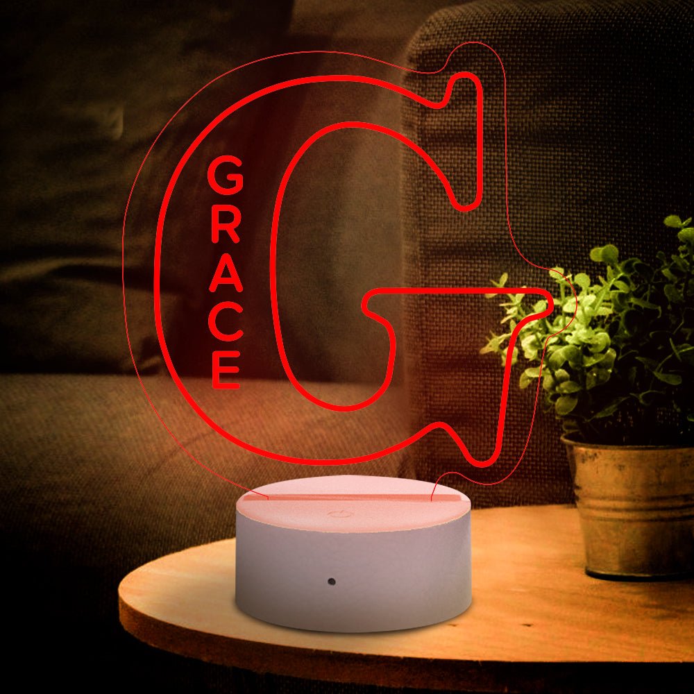 Personalized Initial LED Night Light – Custom Name Lamp - De Krys