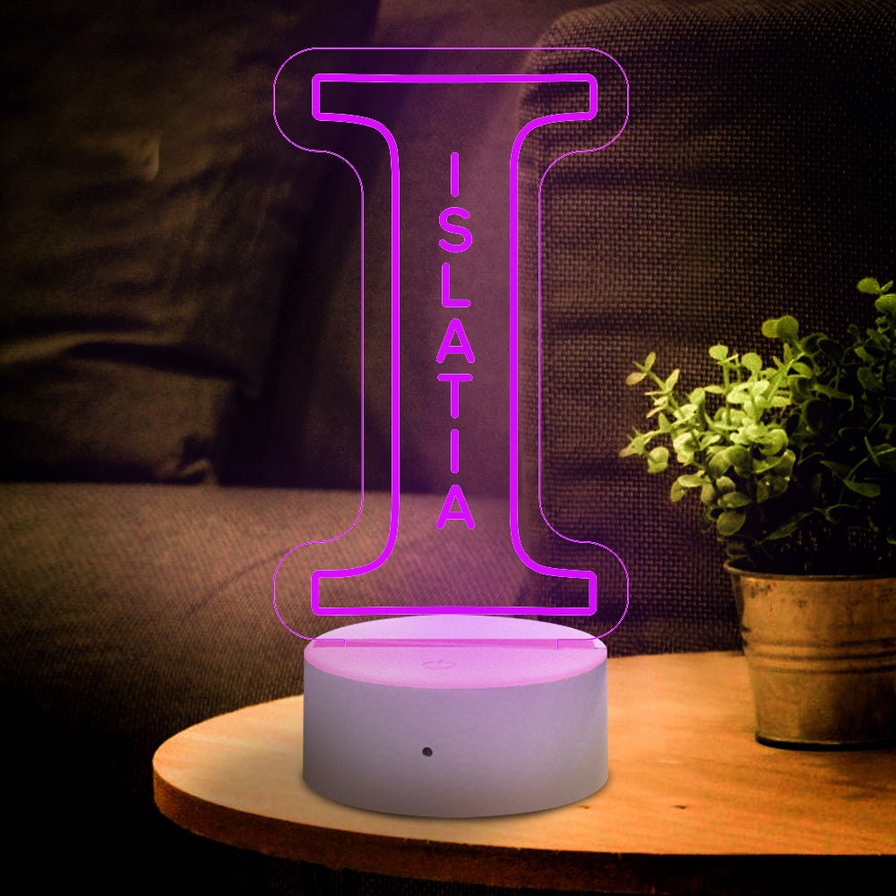 Personalized Initial LED Night Light – Custom Name Lamp - De Krys