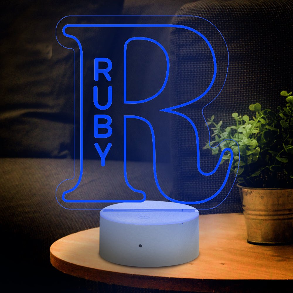 Personalized Initial LED Night Light – Custom Name Lamp - De Krys