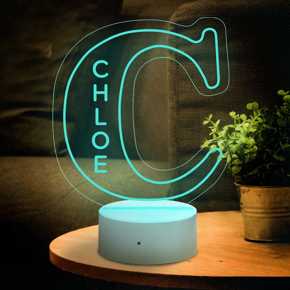 Personalized Initial LED Night Light – Custom Name Lamp - De Krys
