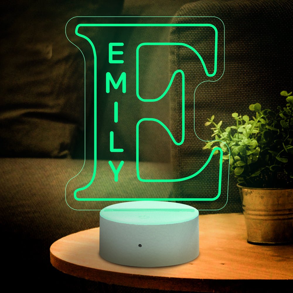 Personalized Initial LED Night Light – Custom Name Lamp - De Krys