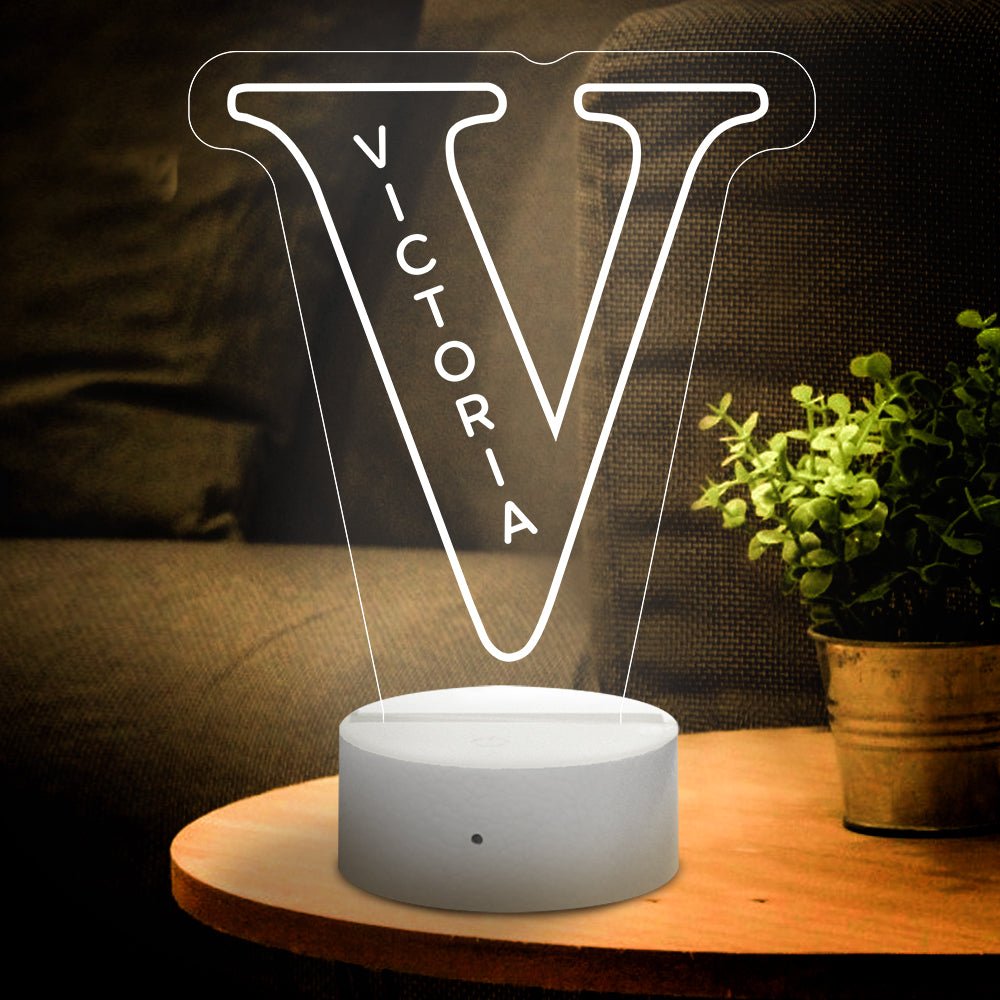 Personalized Initial LED Night Light – Custom Name Lamp - De Krys
