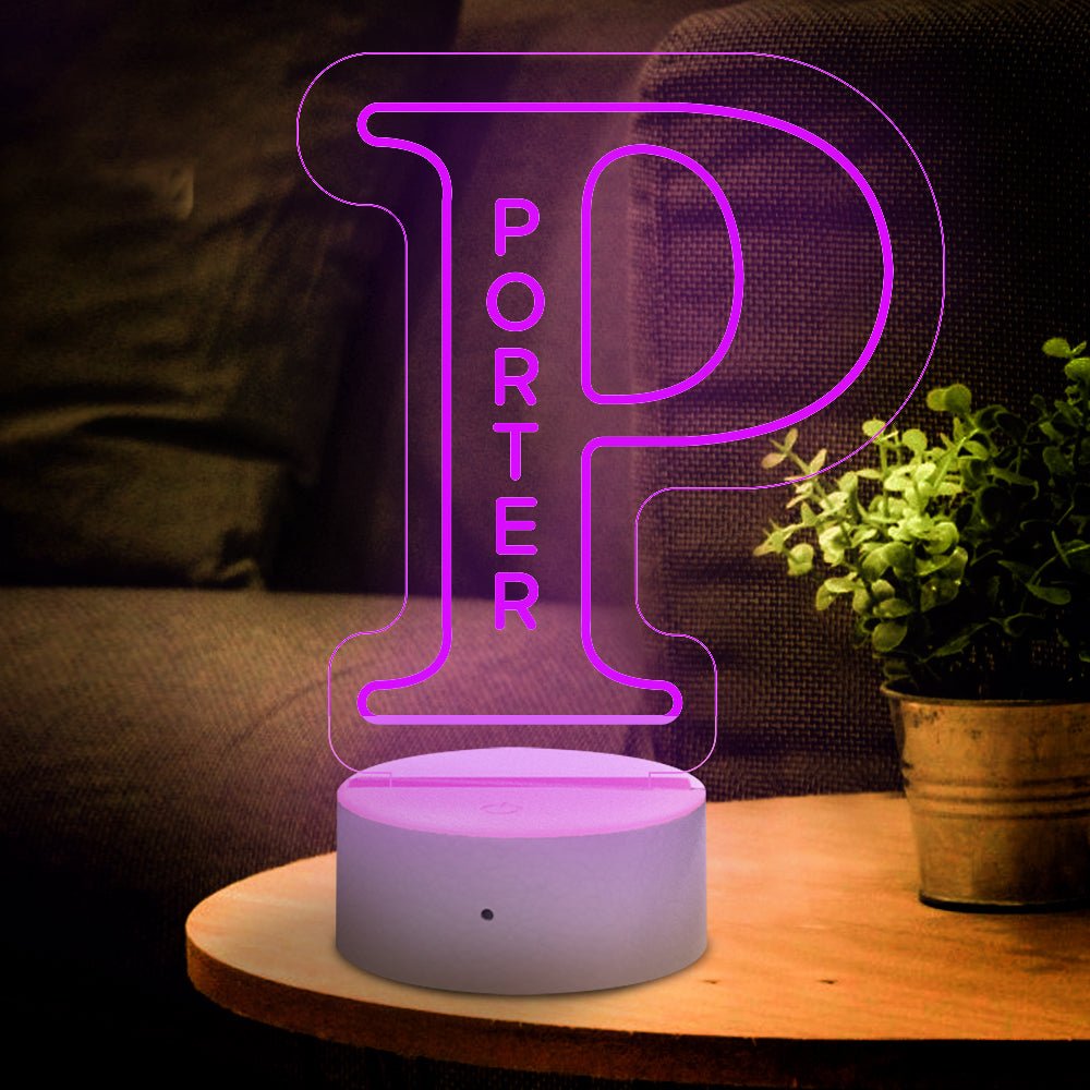 Personalized Initial LED Night Light – Custom Name Lamp - De Krys