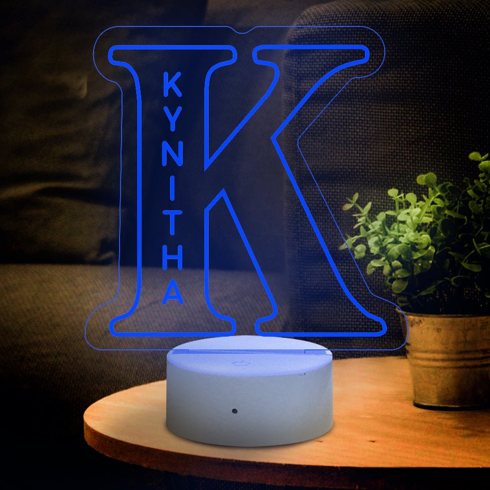Personalized Initial LED Night Light – Custom Name Lamp - De Krys