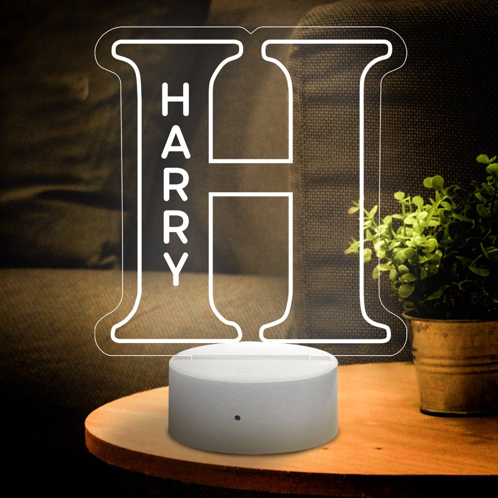 Personalized Initial LED Night Light – Custom Name Lamp - De Krys