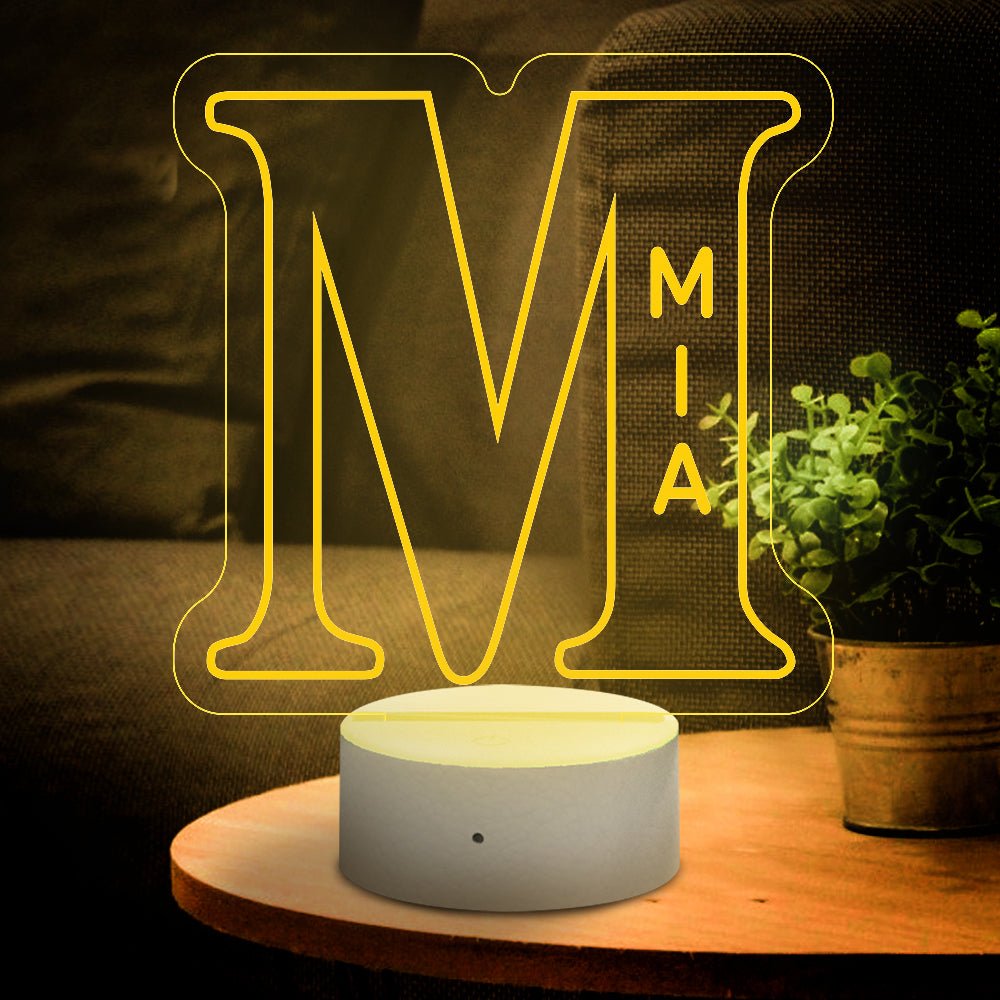 Personalized Initial LED Night Light – Custom Name Lamp - De Krys