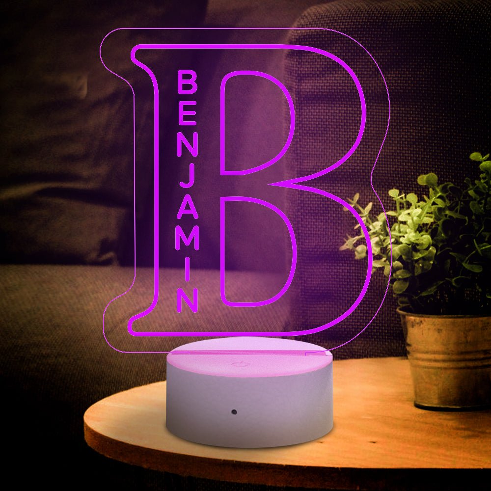 Personalized Initial LED Night Light – Custom Name Lamp - De Krys