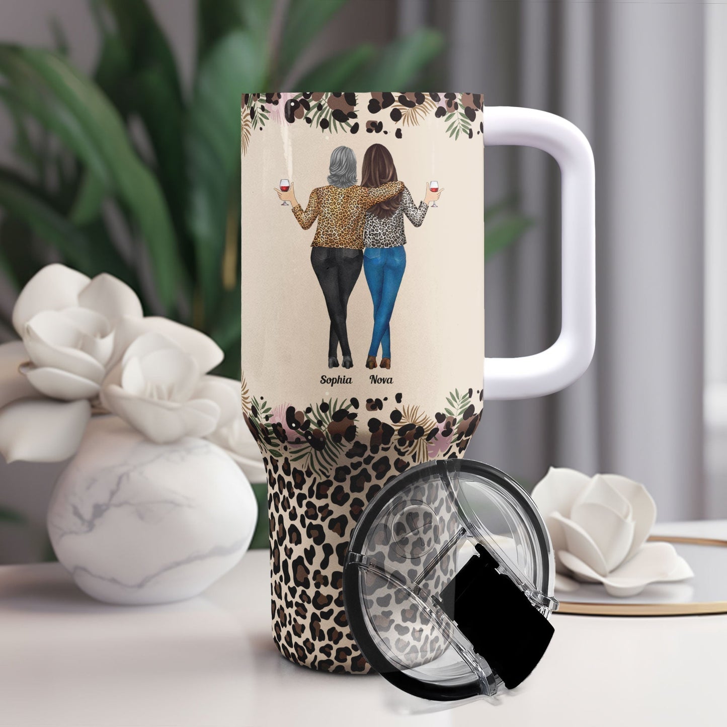 Personalized Leopard‑Print Tumbler for your Loved One – “I Am the Storm” 40oz Travel Mug - De Krys