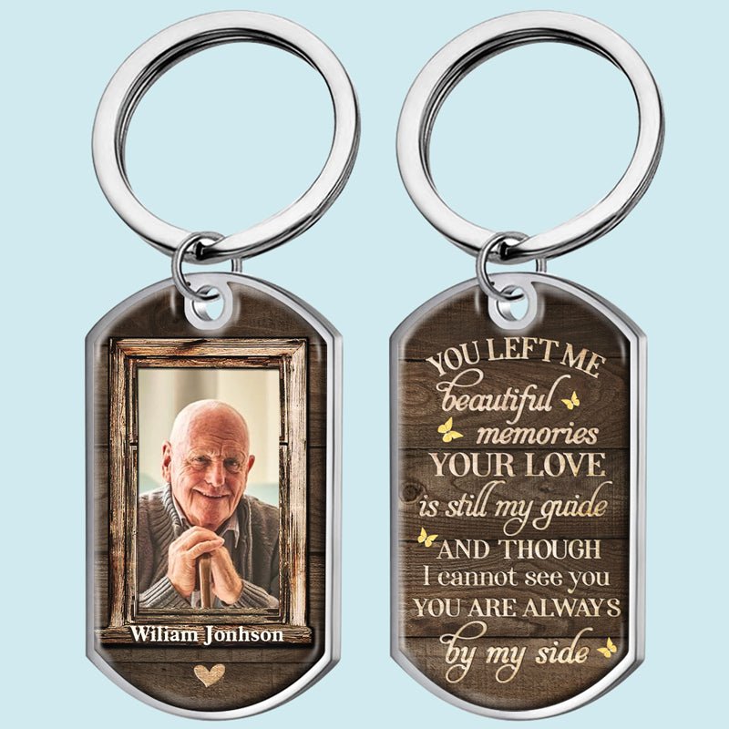 Personalized memorial photo keychain with custom picture and name engraving