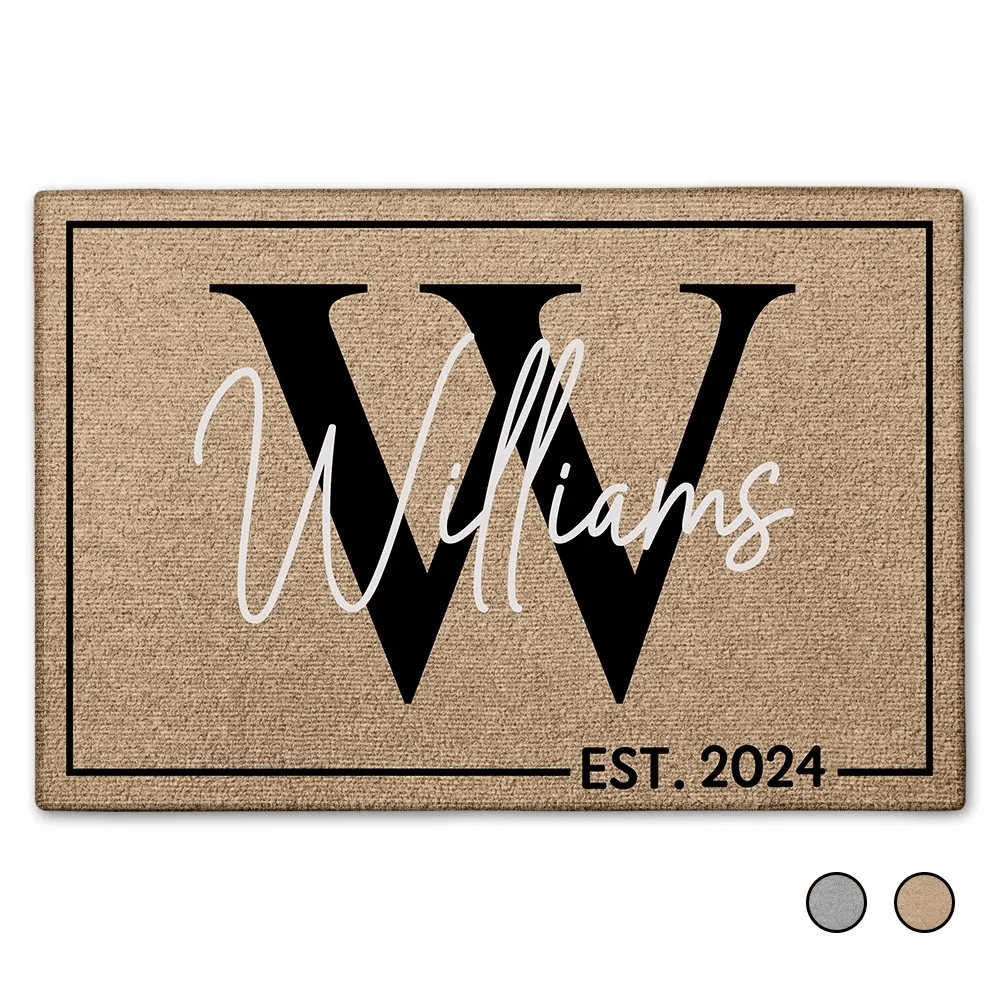 Custom Last Name Doormat, Modern Housewarming Gift