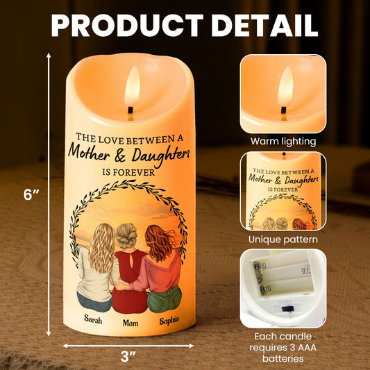 Personalized Mother & Daughters LED Candle – Custom Family Gift - De Krys