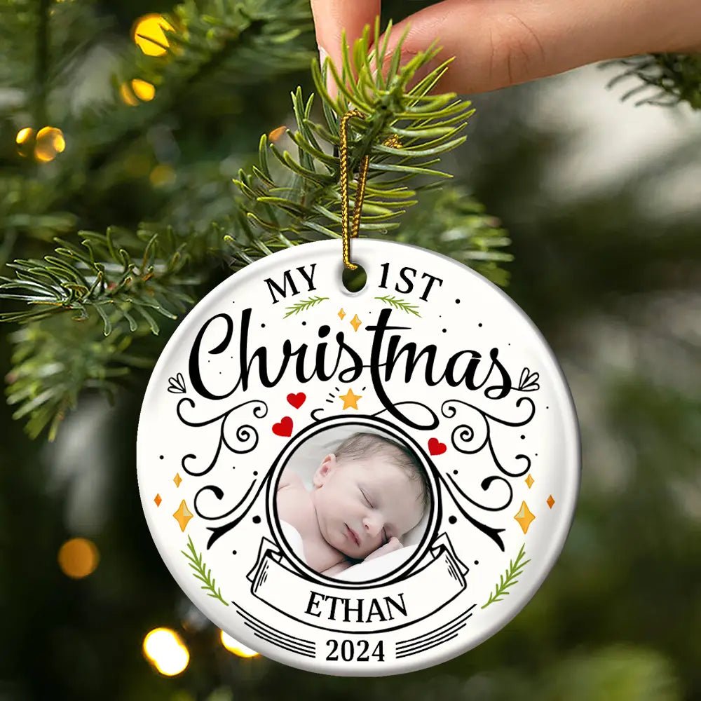 Personalized “My 1st Christmas” Photo Ornament – Baby Keepsake - De Krys