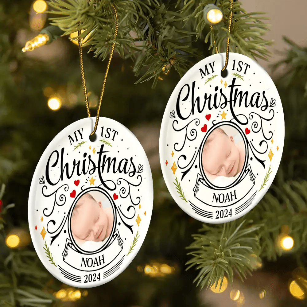 Personalized “My 1st Christmas” Photo Ornament – Baby Keepsake - De Krys