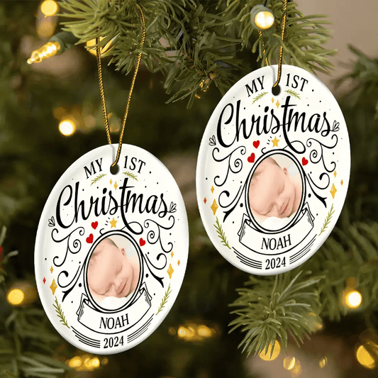 Personalized “My 1st Christmas” Photo Ornament – Baby Keepsake - De Krys