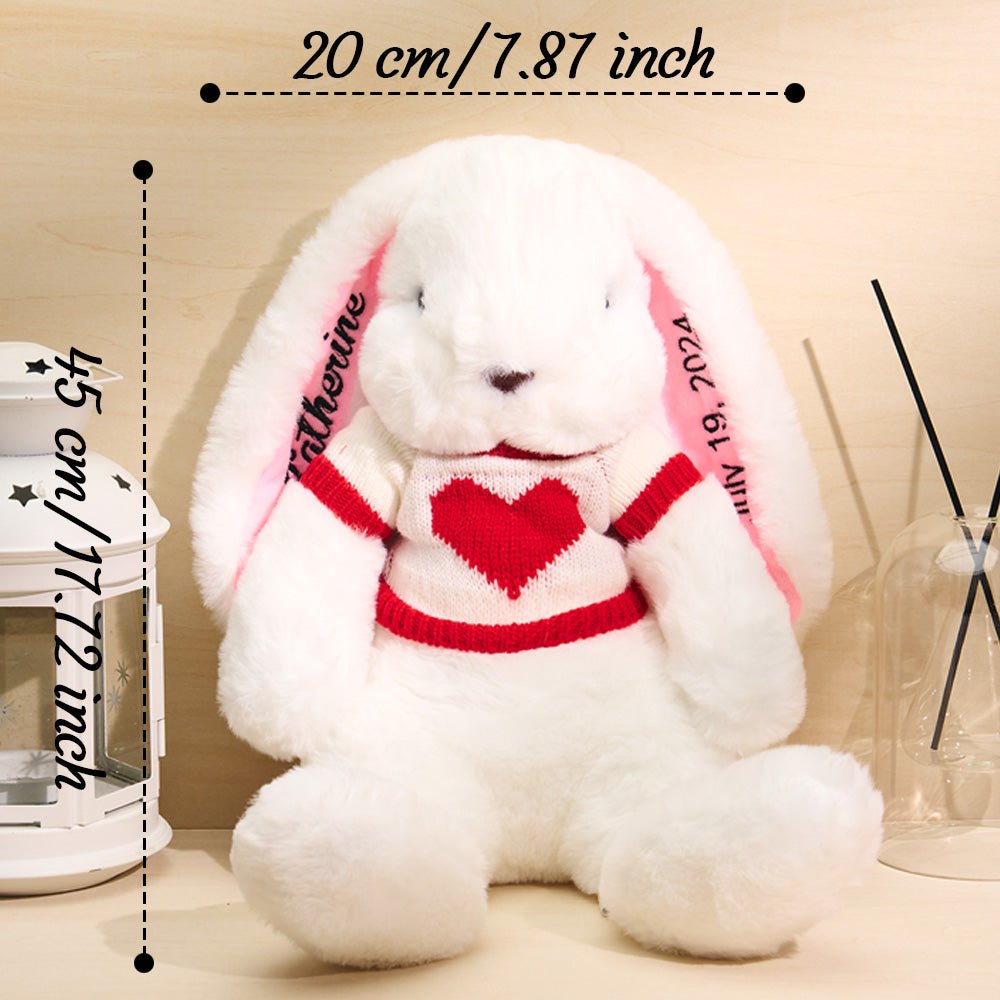 Personalized Name Plush Bunny – Custom Embroidered Ear Toy - De Krys