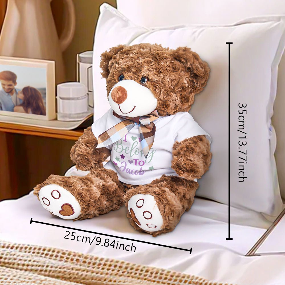 Soft Plush Teddy Bear with Custom Text Shirt Detail