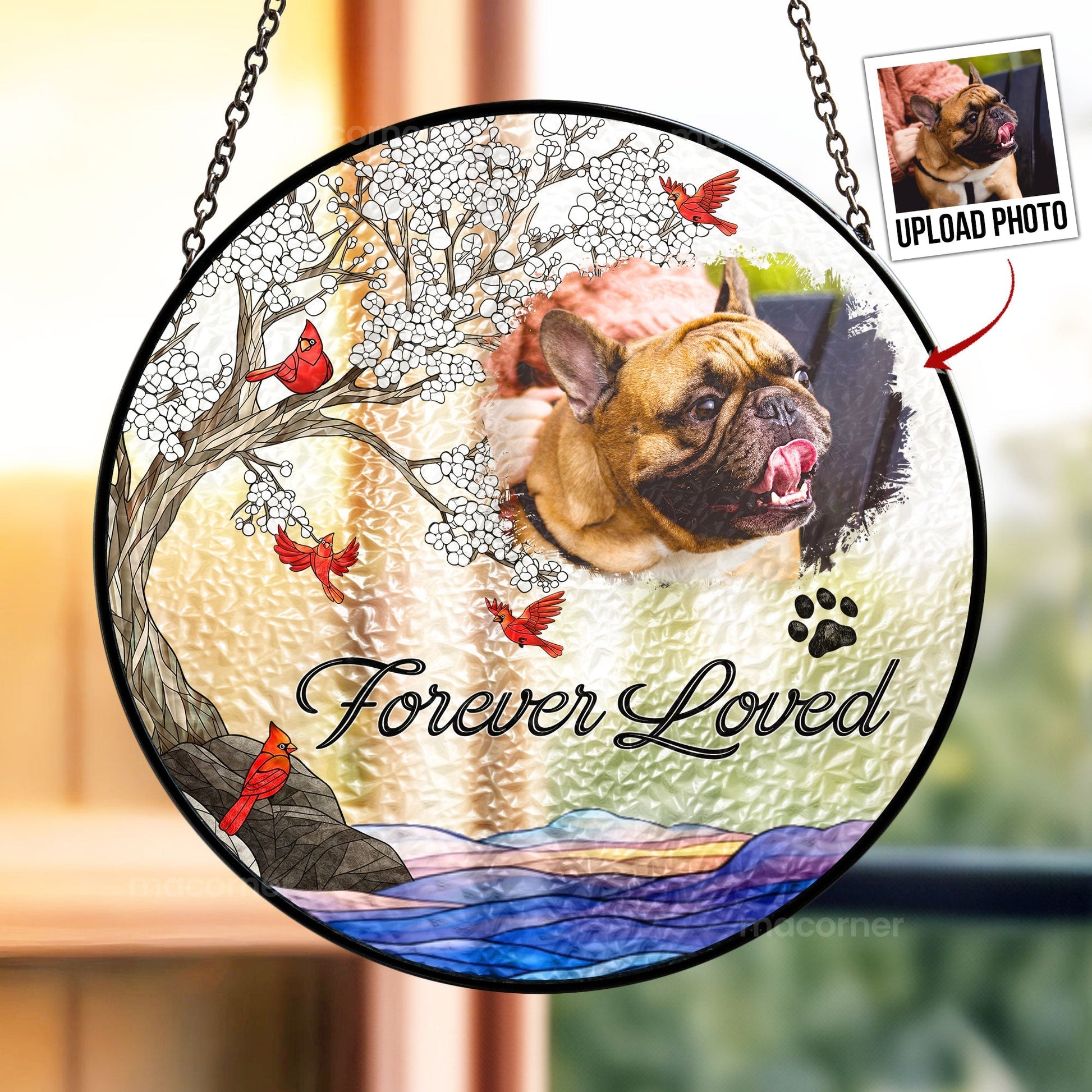 Personalized Pet Memorial Stained Glass Suncatcher - De Krys