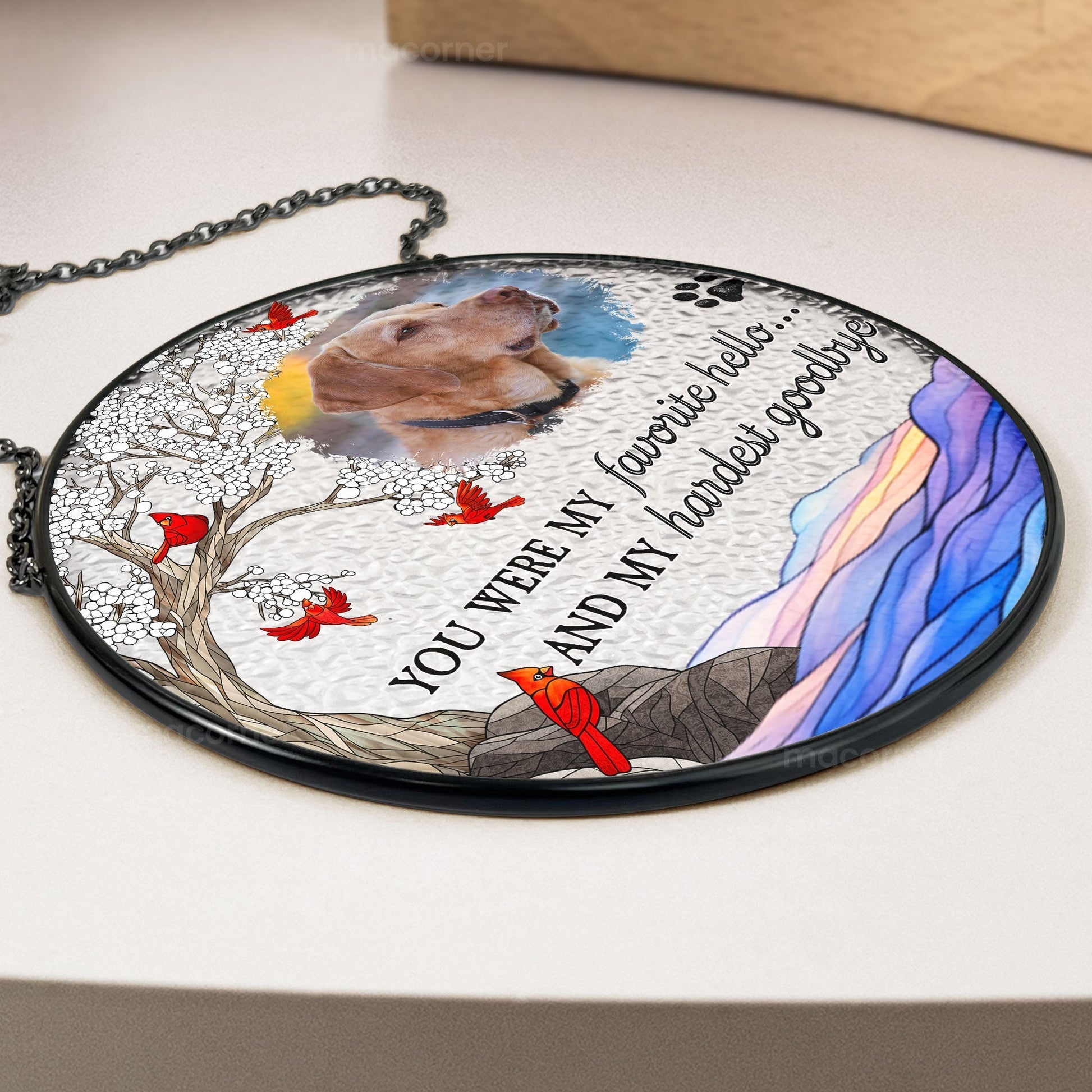 Personalized Pet Memorial Stained Glass Suncatcher - De Krys