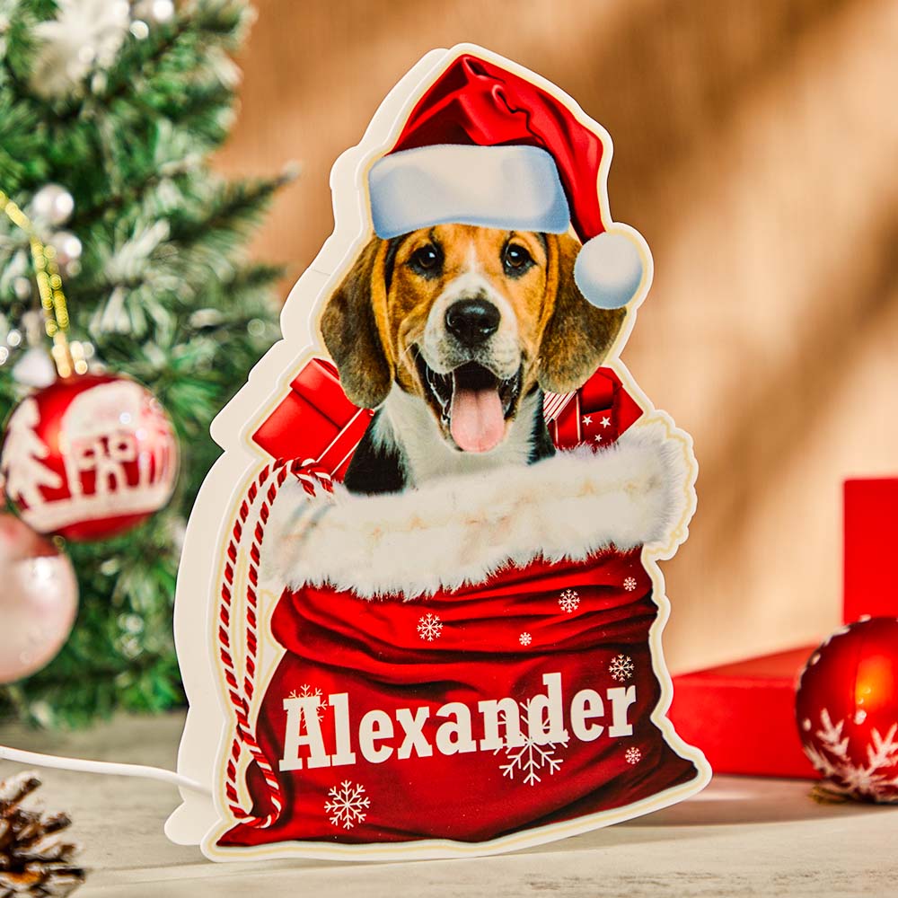 Personalized Pet Santa Sack LED Light – Custom Dog Portrait Lamp - De Krys