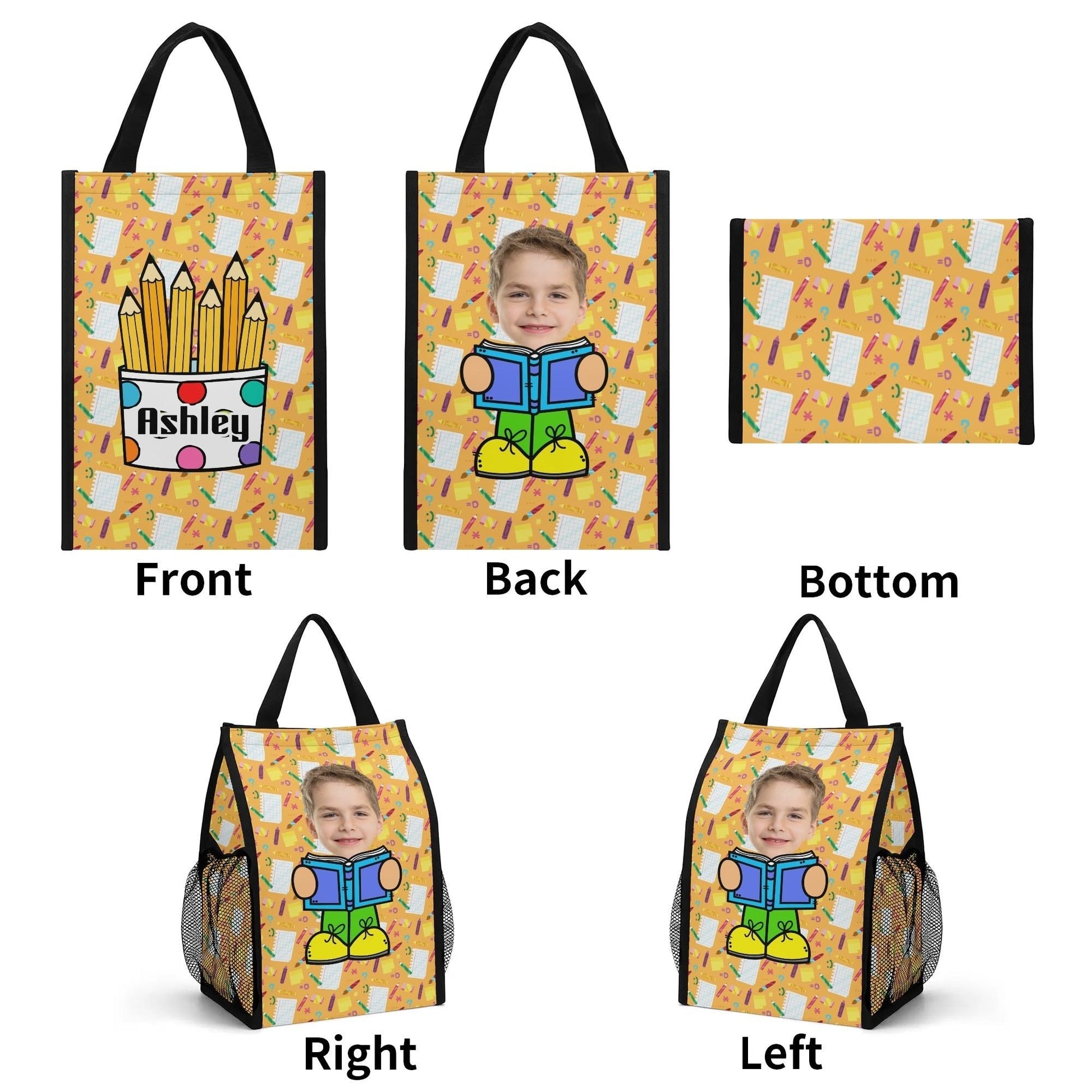 Personalized Photo Lunch Tote for Kids | Bookworm Lunch Bag - De Krys